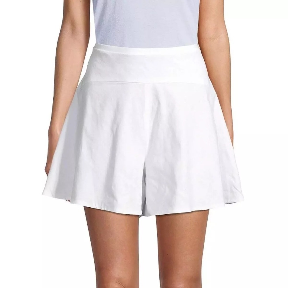 VINCE Linen Blend Flounce Shorts In White High Waisted Flared Women’s 2
